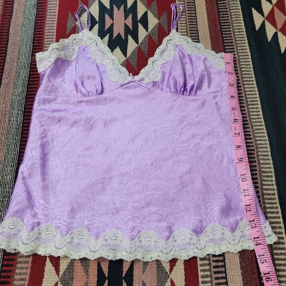 Vtg Y2K No Boundaries Satin Camisole Tank Top Sz S Lilac Lace Boho Fairy Grunge - Picture 7 of 7